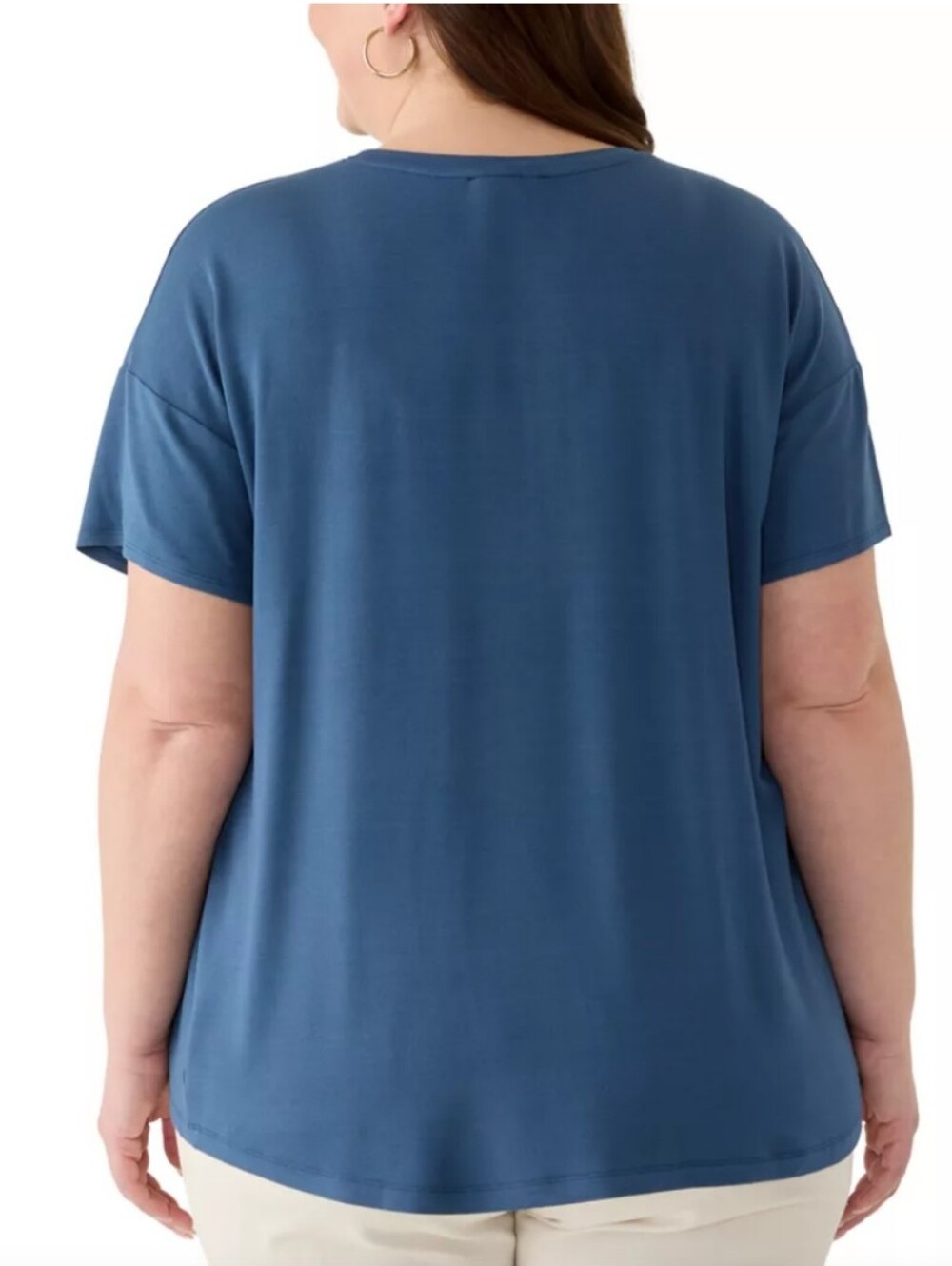 NWT Cable & Gauge Teal Vneck Loose Fit Oversized Dropped Shoulder Tshirt Lg Y73 - Picture 6 of 7